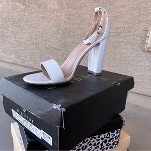 Windsor’s Ankle Strap Block Heel - White
